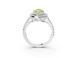 White gold Fancy Yellow Marquise Cut Diamond Double Halo Ring with Pavé Band and Prong Setting_75