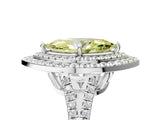 White gold Fancy Yellow Marquise Cut Diamond Double Halo Ring with Pavé Band and Prong Setting_77