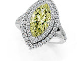 White gold Fancy Yellow Marquise Cut Diamond Double Halo Ring with Pavé Band and Prong Setting_85