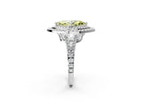 White gold Fancy Yellow Marquise Cut Diamond Double Halo Ring with Pavé Band and Prong Setting_86