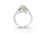 White gold Fancy Yellow Marquise Cut Diamond Double Halo Ring with Pavé Band and Prong Setting_87