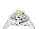 White gold Fancy Yellow Marquise Cut Diamond Double Halo Ring with Pavé Band and Prong Setting_88