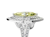 White gold Fancy Yellow Marquise Cut Diamond Double Halo Ring with Pavé Band and Prong Setting_92