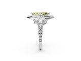 White gold Fancy Yellow Marquise Cut Diamond Double Halo Ring with Pavé Band and Prong Setting_98