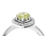 White gold Fancy Yellow Marquise Cut Diamond Double Halo Ring with Split Shank and Four-Prong Setting_4