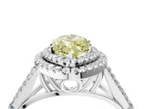 White gold Fancy Yellow Marquise Cut Diamond Double Halo Ring with Split Shank and Prong Setting_31