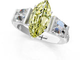 White gold Fancy Yellow Marquise Cut Diamond Engagement Ring with Baguette Side Stones and Channel Set Band_30