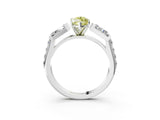 White gold Fancy Yellow Marquise Cut Diamond Engagement Ring with Baguette Side Stones and Channel Set Band_32