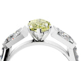 White gold Fancy Yellow Marquise Cut Diamond Engagement Ring with Baguette Side Stones and Channel Set Band_33