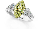 White gold Fancy Yellow Marquise  Cut Diamond Engagement Ring with Bezel Set Round Side Stones and Prong Setting_25