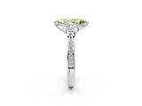 White gold Fancy Yellow Marquise  Cut Diamond Engagement Ring with Bezel Set Round Side Stones and Prong Setting_26