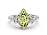 White gold Fancy Yellow Marquise  Cut Diamond Engagement Ring with Bezel Set Round Side Stones and Prong Setting_29
