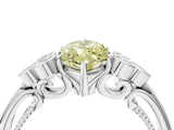 White gold Fancy Yellow Marquise  Cut Diamond Engagement Ring with Bezel Set Round Side Stones and Prong Setting_33