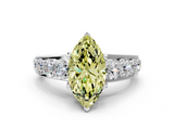 White gold Fancy Yellow Marquise  Cut Diamond Engagement Ring with Pavé Band and Four-Prong Setting_3