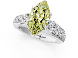 White gold Fancy Yellow Marquise  Cut Diamond Engagement Ring with Pavé Band and Four-Prong Setting_4