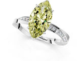 White gold Fancy Yellow Marquise Cut Diamond Engagement Ring with Side Stone Accents and Four-Prong Setting_13