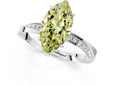 White gold Fancy Yellow Marquise Cut Diamond Engagement Ring with Side Stone Accents and Four-Prong Setting_133