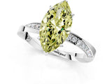 White gold Fancy Yellow Marquise Cut Diamond Engagement Ring with Side Stone Accents and Four-Prong Setting_1
