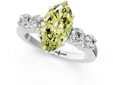White gold Fancy Yellow Marquise  Cut Diamond Five-Stone Prong Set White Gold Ring_30