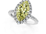 White gold Fancy Yellow Marquise  Cut Diamond Floral Halo Engagement Ring with Pavé Band and Prong Setting_30