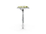 White gold Fancy Yellow Marquise  Cut Diamond Floral Halo Engagement Ring with Pavé Band and Prong Setting_31