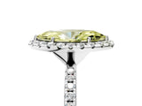 White gold Fancy Yellow Marquise  Cut Diamond Floral Halo Engagement Ring with Pavé Band and Prong Setting_34