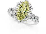 White gold Fancy Yellow Marquise  Cut Diamond Floral Halo Engagement Ring with Shared Prong Setting 2