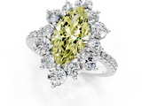 White gold Fancy Yellow Marquise  Cut Diamond Floral Halo Pave Band with Prong Setting_1