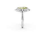 White gold Fancy Yellow Marquise  Cut Diamond Floral Halo Pave Band with Prong Setting_2