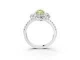 White gold Fancy Yellow Marquise  Cut Diamond Floral Halo Pave Band with Prong Setting_3