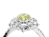 White gold Fancy Yellow Marquise  Cut Diamond Floral Halo Pave Band with Prong Setting_4