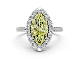 White gold Fancy Yellow Marquise Cut Diamond Floral Halo Ring with Pavé Band and Prong Setting_19