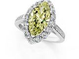 White gold Fancy Yellow Marquise Cut Diamond Floral Halo Ring with Pavé Band and Prong Setting_20