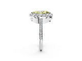 White gold Fancy Yellow Marquise Cut Diamond Floral Halo Ring with Pavé Band and Prong Setting_21