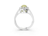 White gold Fancy Yellow Marquise Cut Diamond Floral Halo Ring with Pavé Band and Prong Setting_22