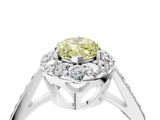 White gold Fancy Yellow Marquise Cut Diamond Floral Halo Ring with Pavé Band and Prong Setting_23