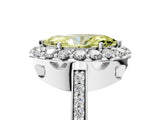 White gold Fancy Yellow Marquise Cut Diamond Floral Halo Ring with Pavé Band and Prong Setting_24