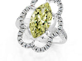 White gold Fancy Yellow Marquise Cut Diamond Floral Halo Split Shank Prong Setting Ring_13