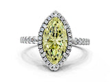 White gold Fancy Yellow Marquise Cut Diamond Halo Engagement Ring with Pavé Band and Prong Setting_51