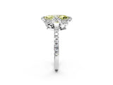 White gold Fancy Yellow Marquise Cut Diamond Halo Pave Band with Four-Prong Setting_5
