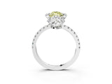 White gold Fancy Yellow Marquise Cut Diamond Halo Pave Band with Four-Prong Setting_6