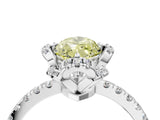 White gold Fancy Yellow Marquise Cut Diamond Halo Pave Band with Four-Prong Setting_7