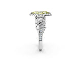 White gold Fancy Yellow Marquise Cut Diamond Halo Ring with Milgrain Pavé Band and Four-Prong Setting_31