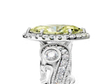 White gold Fancy Yellow Marquise Cut Diamond Halo Ring with Milgrain Pavé Band and Four-Prong Setting_32