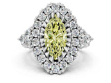 White gold Fancy Yellow Marquise Cut Diamond Halo Ring with Pavé Band and Four-Prong Setting_28