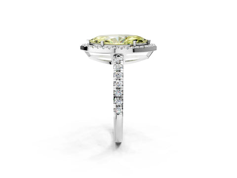 White gold Fancy Yellow Marquise Cut Diamond Halo Ring with Pavé Band and Four-Prong Setting_2