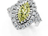 White gold Fancy Yellow Marquise Cut Diamond Halo Ring with Pavé Band and Four-Prong Setting_30