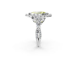 White gold Fancy Yellow Marquise Cut Diamond Halo Ring with Pavé Band and Four-Prong Setting_31