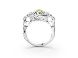 White gold Fancy Yellow Marquise Cut Diamond Halo Ring with Pavé Band and Four-Prong Setting_32
