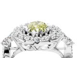 White gold Fancy Yellow Marquise Cut Diamond Halo Ring with Pavé Band and Four-Prong Setting_33